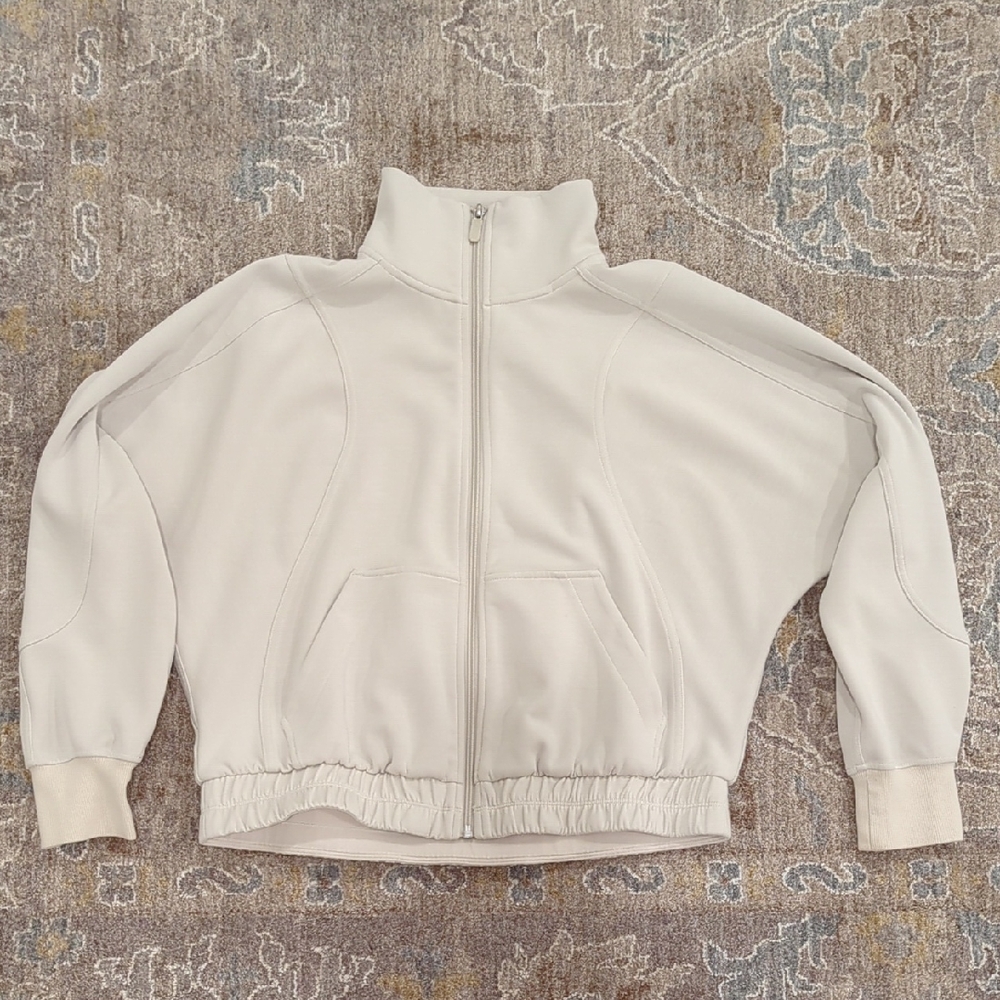 Lululemon Athletica Cream Zip Bomber Jacket Size 6 | Athleisure | Full Zip